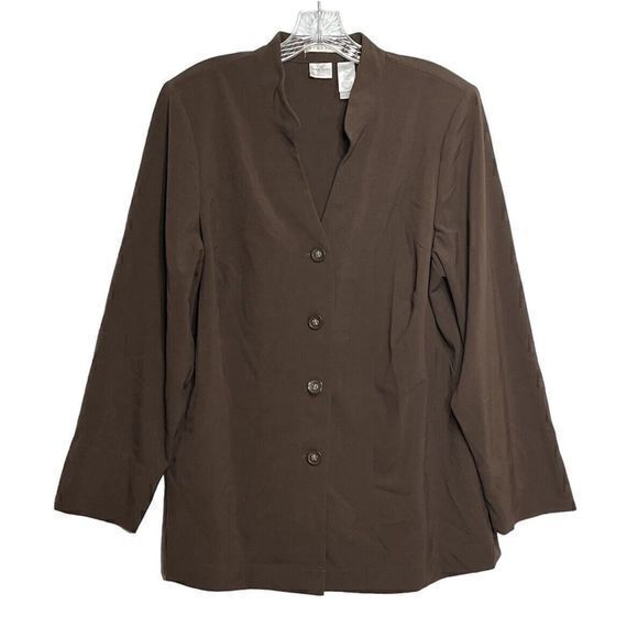 Emma James Stretch Button‎ Down Brown Shirt Top Blouse Size 18W - Picture 1 of 5